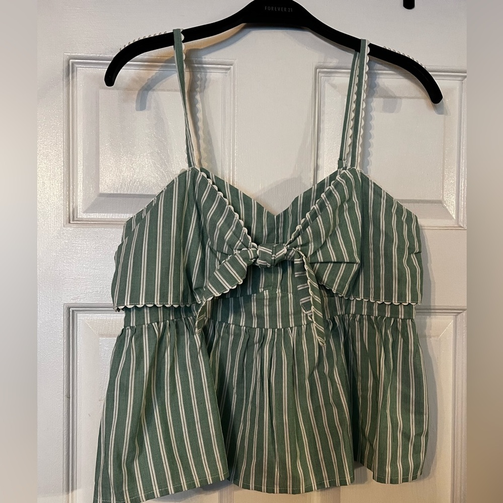 Old Navy Green and White Striped Camisole